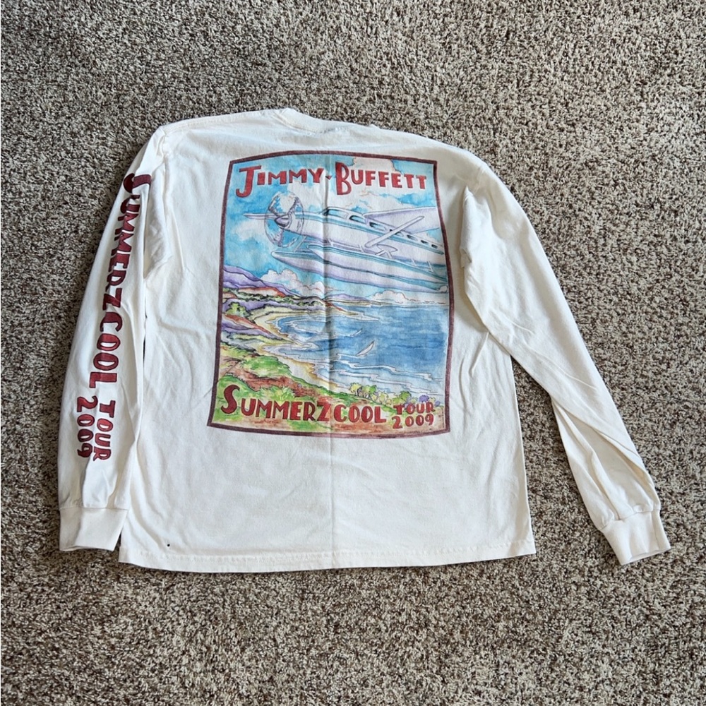 Jimmy Buffett Summerzcool Tour 2009 Long Sleeve Concert Tee Cream Gildan Medium - Picture 6 of 8